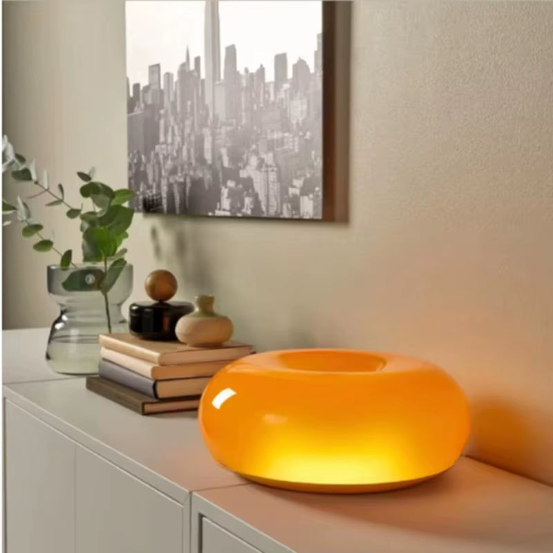 Atmosphere Light Glass Table Lamp Orange Wall Lamp Bauhaus Wall Light Retro Donut Wall Lamp for Living Room Bedroom Bedside Lamp