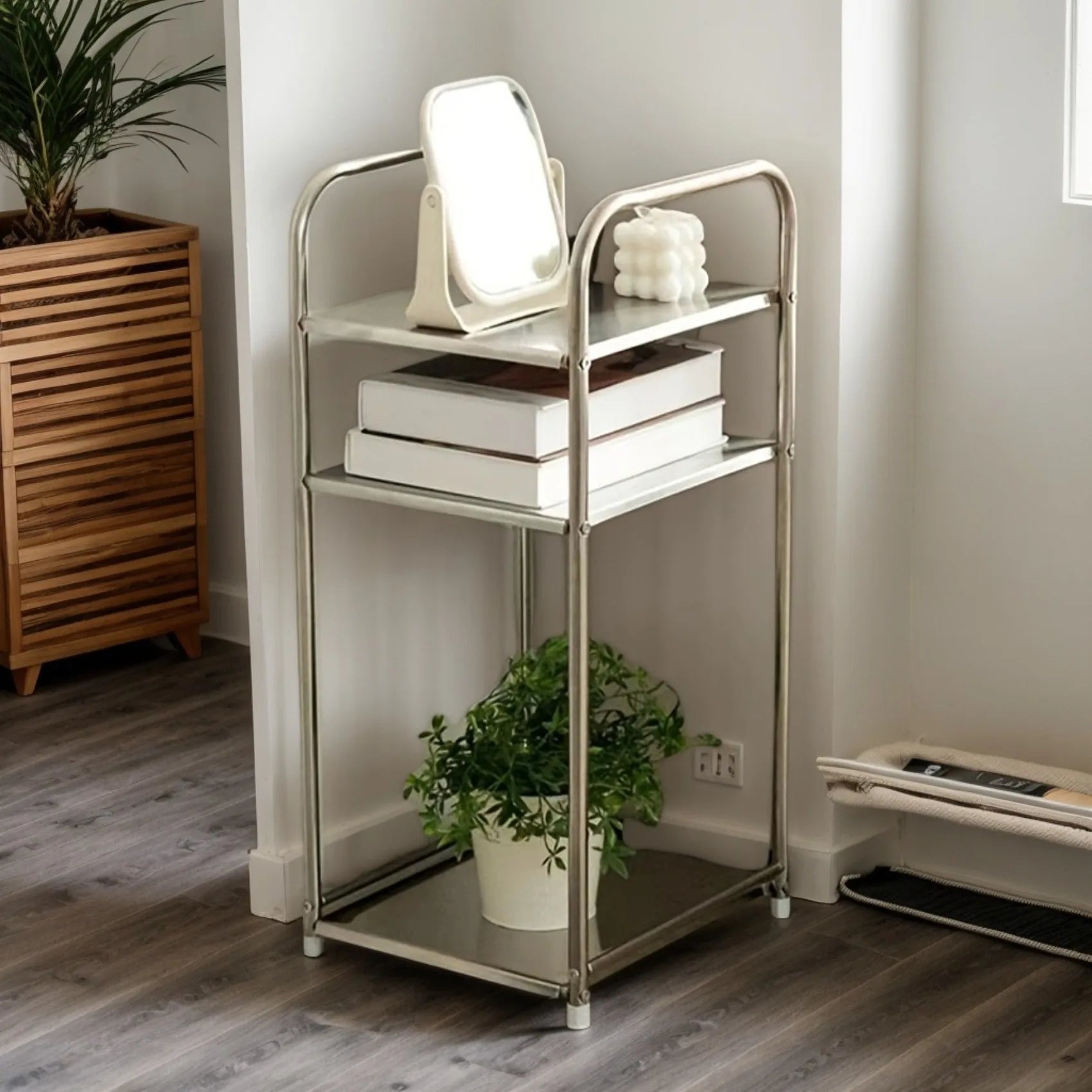 3-Layer Stainless Steel Multi-Purpose Storage Rack - Independent Storage Rack for Bathroom and Bedroom with 3-Layer Shelf for To